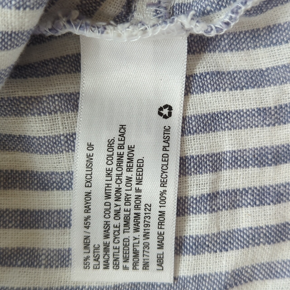 NWT Universal Thread Stripe Linen Rayon Cropped Top MEDIUM Blue White - Picture 11 of 15